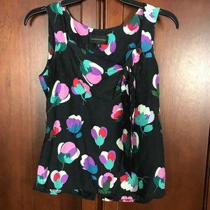 Anthropologie Corey Lynn Calter 100% Silk Top Black Flower Print Size 2
